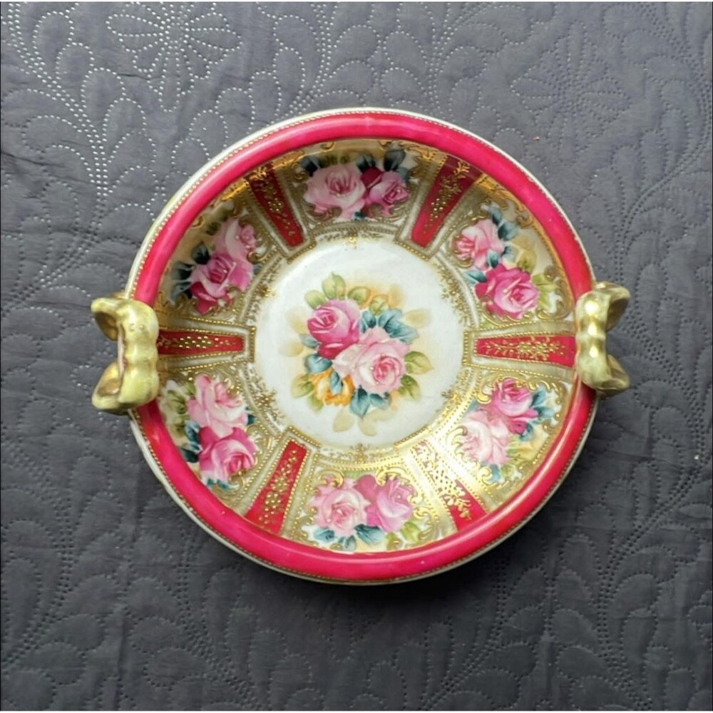 Morimura Gumi Nippon Maple Leaf Gilded Bowl Nut Dish 1891-1911 Hand Painted 6"